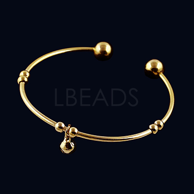 Beautiful Design Real 18K Gold Plated Brass Charm Torque Cuff Bangle BJEW-EE0001-06-1