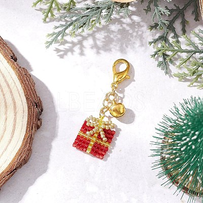 Christmas Gift Handmade Glass Seed Beads Pendant Decoraitons HJEW-MZ00350-01-1