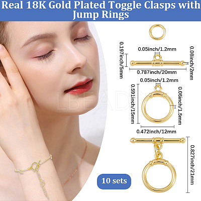 10 Sets Brass Toggle Clasps KK-BBC0021-07-1