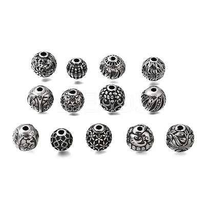 Engraved 304 Stainless Steel Beads STAS-H263-17AS-1