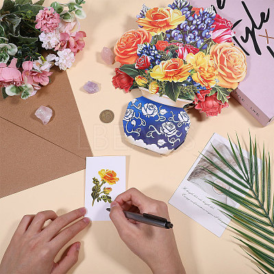 DIY Paper Flower Bouquet Greeting Card Sets AJEW-WH0455-197A-1