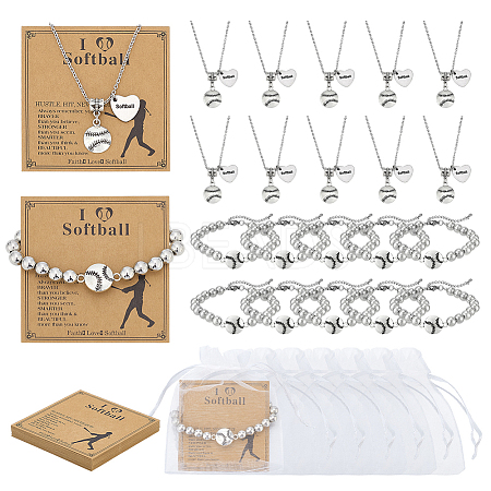 Alloy CCB Plastic Bead Baseball Link Bracelets HJEW-PH02411-1