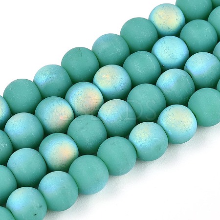Frosted Opaque Glass Beads Strands GLAA-T032-P6mm-MBB12A-1
