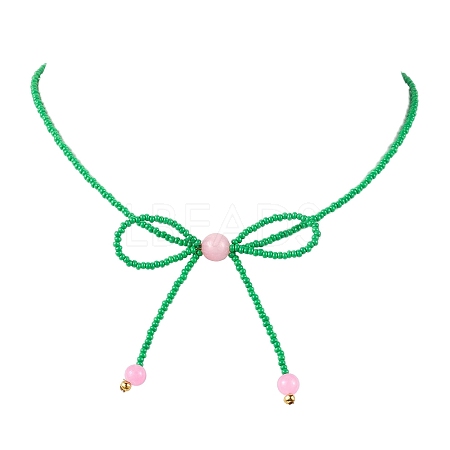 Glass Seed Pendant Necklaces for Women NJEW-MZ00031-04-1
