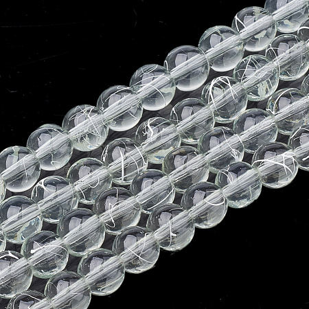 Drawbench Transparent Glass Round Beads Strands X-GLAD-Q012-8mm-04-1