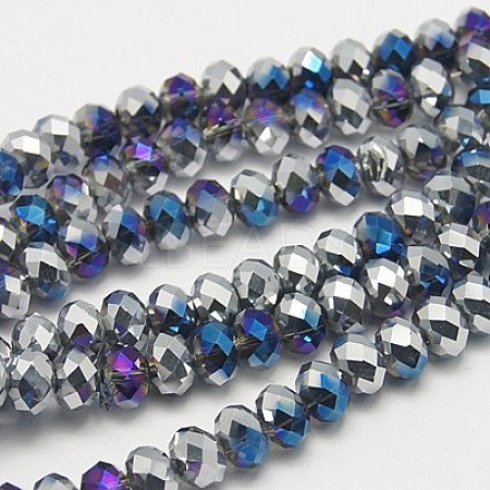 Electroplate Glass Faceted Rondelle Beads Strands EGLA-D020-10x8mm-20-1