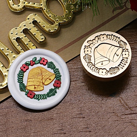 Christmas Series Wax Seal Brass Stamp Head AJEW-M037-01G-22-1