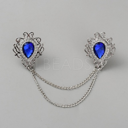 Zinc Alloy Rhinestone Chain Collar Pin Brooches JEWB-WH0816-010P-01-1