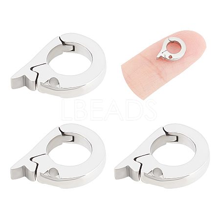 Unicraftale 3Pcs 304 Stainless Steel Fold Over Clasps STAS-UN0037-48-1