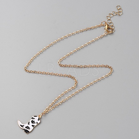 Cowboy Theme Enamel Pendant Necklace with Cable Chains NJEW-WH0013-17B-1