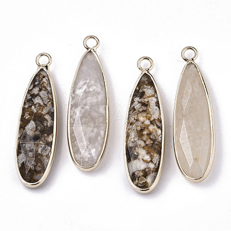 Natural Flower Agate Pendants G-N326-40-1