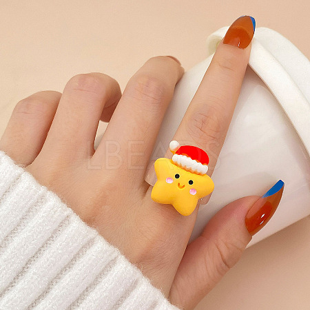 Christmas Cartoon Resin Finger Rings WG579E9-04-1