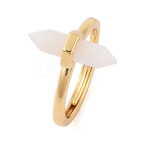 Double Pointed Hexagonal Prism Natural Moonstone Adjustable Rings for Women RJEW-G327-01G-02-1
