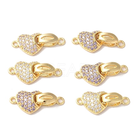 Brass Micro Pave Cubic Zirconia Fold Over Clasps KK-B098-02G-1