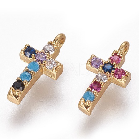 Brass Micro Pave Cubic Zirconia Charms X-ZIRC-L075-48G-1