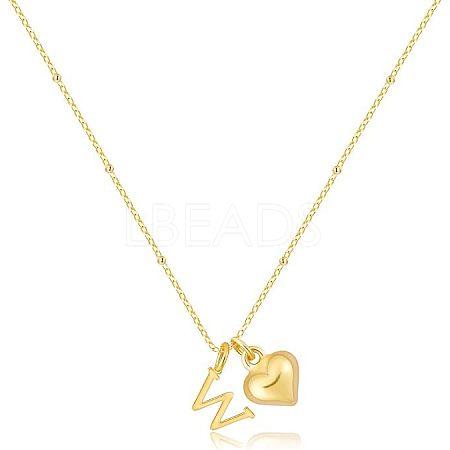 Brass Initial and Heart Pendant Necklaces for Women FS-WG01F32-23-1