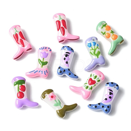 Painted Glass Beads Enamel Beads X1-BLOW-D300-01A-1