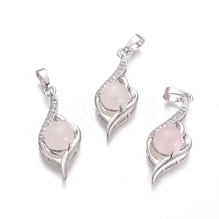 Natural Rose Quartz Pendants G-L512-G11-1