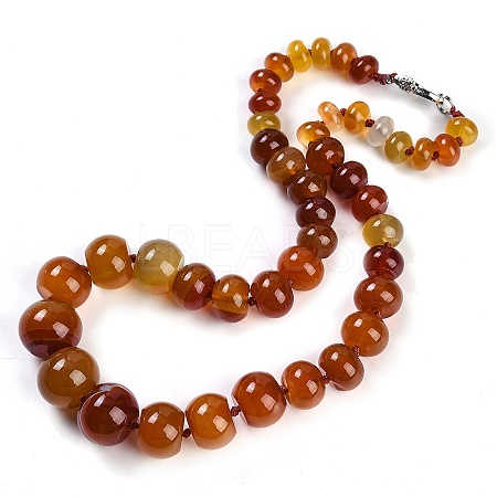 Natural Red Agate Rondelle Graduated Beaded Necklaces for Women Men NJEW-K388-02S-1