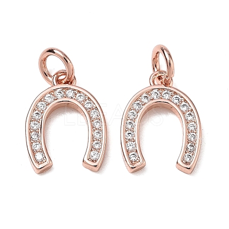 CZ Brass Micro Pave Cubic Zirconia Horse Shoe Charms ZIRC-L018-13RG-1