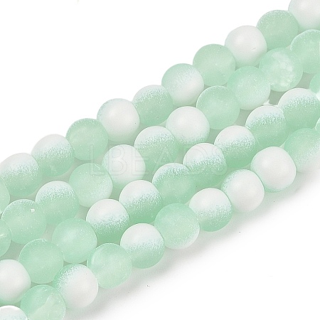 Frosted Crackle Glass Beads Strands GLAA-U001-8mm-M01-1
