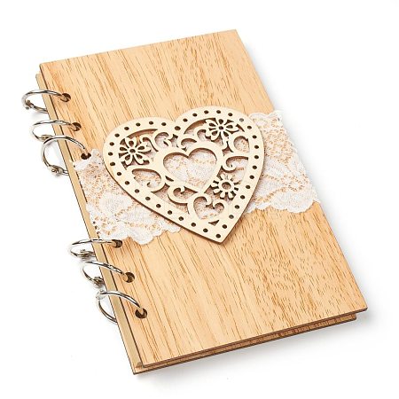 Wooden Wedding Guestbooks Notepad AJEW-H114-02-1
