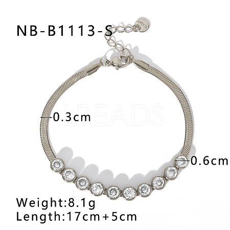 304 Stainless Steel Pave Clear Cubic Zirconia Tennis Bracelets WGF0689-02-1