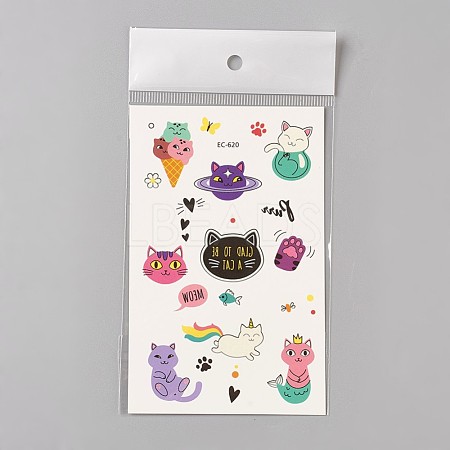 Removable Kitten Fake Temporary Tattoos AJEW-WH0061-B09-1
