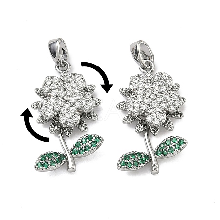 Brass Micro Pave Cubic Zirconia Rotatable Pendants KK-A287-11F-P-1