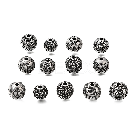 Engraved 304 Stainless Steel Beads STAS-H263-17AS-1
