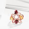 Classic Hollow Flower Rose Gold Plated Brass Cubic Zirconia Wide Band Finger Rings RJEW-BB01961-8RG-3