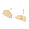 Half Round Brass Stud Earrings Findings EJEW-S237-01-2