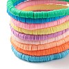 Handmade Polymer Clay Heishi Beads Stretch Bracelets Set with Heart Patter Beads for Women BJEW-JB07450-5