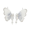 Brass with Enamel with Cubic Zirconia with Crystal Stud Earring with 925 Sterling Silver Pins KK-Q820-07S-1