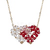 Double Interlocking Heart Glass Pendant Necklaces NJEW-TA00132-1