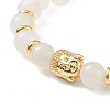Natural White Moonstone & Alloy Buddha Head Beaded Stretch Bracelet BJEW-JB08913-01-2