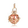 Golden Plated Brass Hollow Round Cage Pendants KK-J246-06G-1