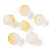 Frosted Baking Paint Crackle Glass Beads with Glitter Powder X1-DGLA-T004-8mm-01I-1