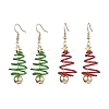 2 Pairs 2 Colors Christma Tree Electroplated Synthetic Non-magnetic Hematite & Aluminum Wire Dangle Earrings EJEW-JE05908-1