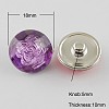 Faceted Flat Round Brass Resin Jewelry Snap Buttons X-RESI-S078-M-2
