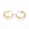 Semicircular Brass Cable Chain Stud Earrings EJEW-E196-07G-2