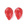 Synthetic Coral Dyed Leaf Charms CORA-Q034-01-03-1