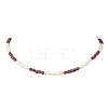 Faceted Round Natural Garnet and Rice Natural Pearl Beaded Necklaces for Women NJEW-JN05816-01-2
