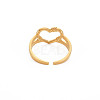 Ion Plating(IP) 304 Stainless Steel Open Heart Cuff Ring for Women X-RJEW-S405-207G-2