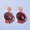 Dyed Printed Fashion Lady Wooden Dangle Stud Earrings EJEW-JE03221-04-3