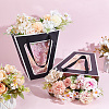 Trapezoid Paper Flower Gift Tote Bags with Plastic Visible Window ABAG-WH0045-25B-4