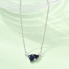 Brass Pave Cubic Zirconia Rectangle and Heart Pendant Cable Chain Necklaces KK-CBAB173-04P-01-2