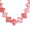 Cherry Quartz Glass Round & Cone Beaded Necklaces NJEW-N064-03M-3