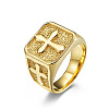 Square with Cross Pattern 304 Stainless Steel Finger Rings for Men FS-WGAC6B1-05-2