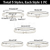 5Pcs 5 Style Acrylic Pearl Braided Stretch Chain Belt with Alloy Clasp AJEW-GA0004-49-2